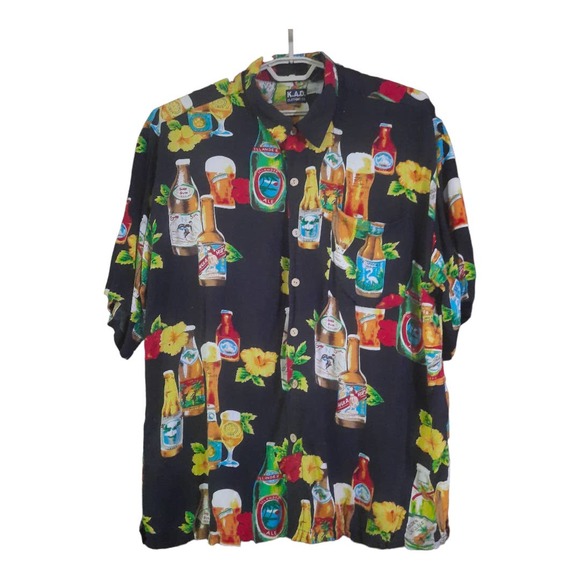 KAD Clothing Co Mens Beer Ale Hawaiian Button Down Short Sleeve Size 2X - Picture 1 of 6